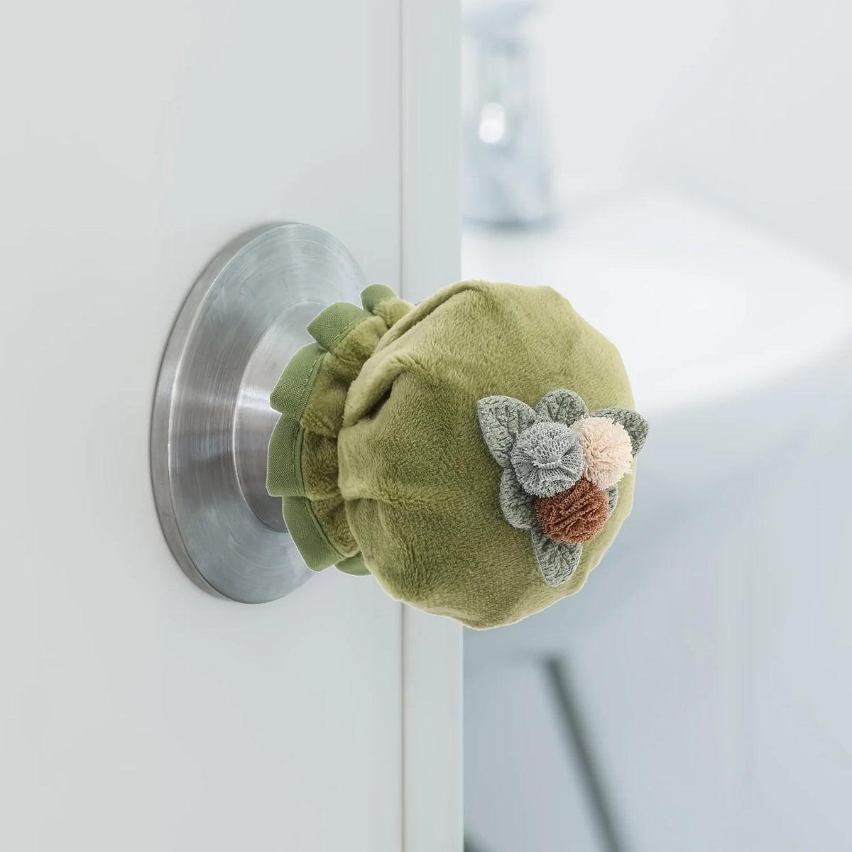 Green Velvet Door Handle Glove – Floral Embroidery Protector Door Handle Cover Richie's