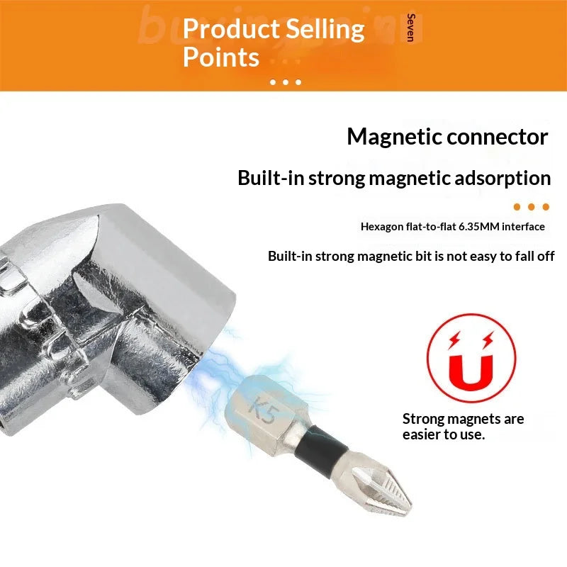 1/4" Hex Magnetic Screwdriver Bit Set & Right Angle Adapter Kit Screwdriver Bit Kit Richie's