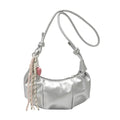 Women's Pleated Crescent Crossbody Bag | Faux Leather Shoulder Purse Crossbody Shoulder Bag Richie's Silvery