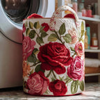 Boho Quilted Laundry Basket 14×18in Floral Fabric with Handles Quilted Laundry Basket Richie's J