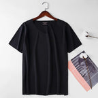 Men's Ice Silk V-Neck Slim Fit Short Sleeve T-Shirt 2025 Men's T-Shirt Richie's Black XXL
