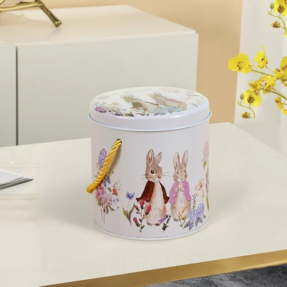 Rabbit Tinplate Candy Box with Handle | Cartoon Metal Tin Gift Tin Candy Box Richie's Style E 5x5x5cm