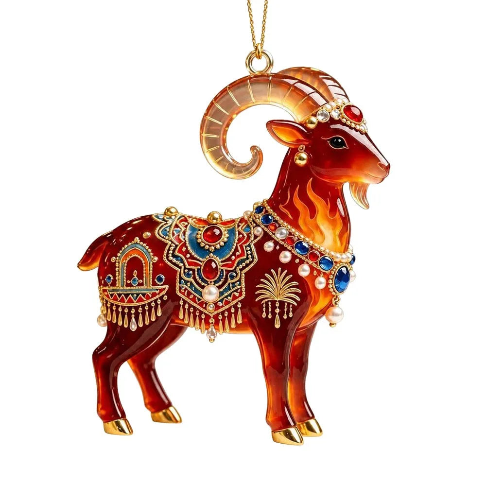 Rhinestone Goat Hanging Ornament – Acrylic Festive Pendant Christmas Ornament Richie's 6