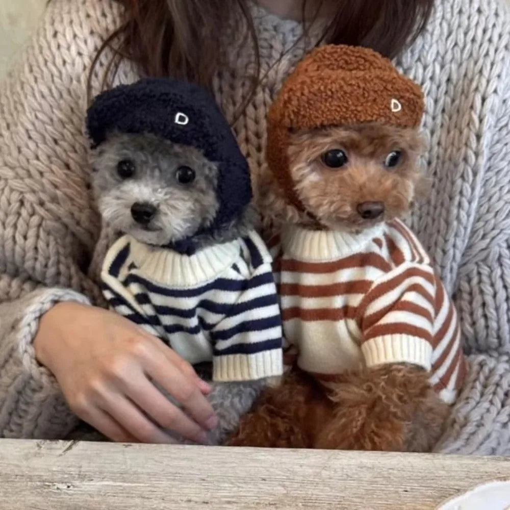 Striped Knitted Dog Sweater – Warm Cotton Pet Coat Dog Sweater Richie's