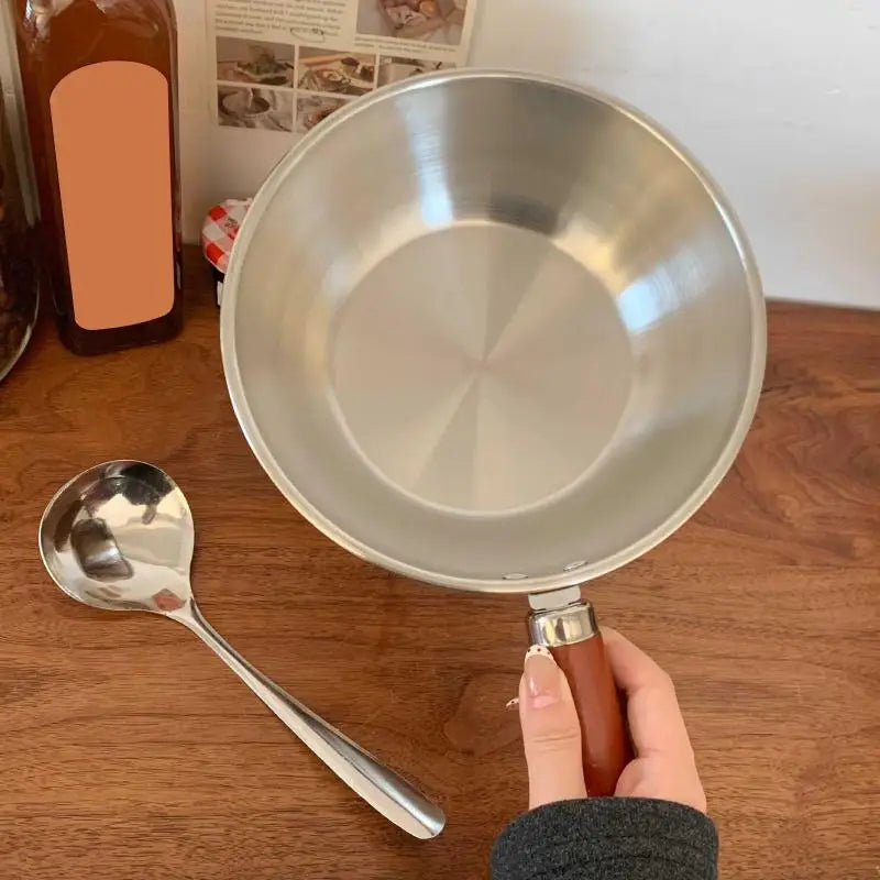 Stainless Steel Mini Cooking Pot Wood Handle & Spoon | Solo Pot Mini Saucepan Richie's