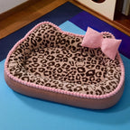 Leopard Print Cat Dog Sofa Bed – Soft Washable Pet Cushion Pet Sofa Bed Richie's Brown leopard print S