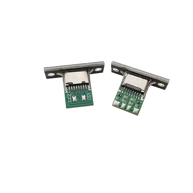 USB Type C 6-Pin Female Socket Connector with Fixing Plate USB C Connector Richie's