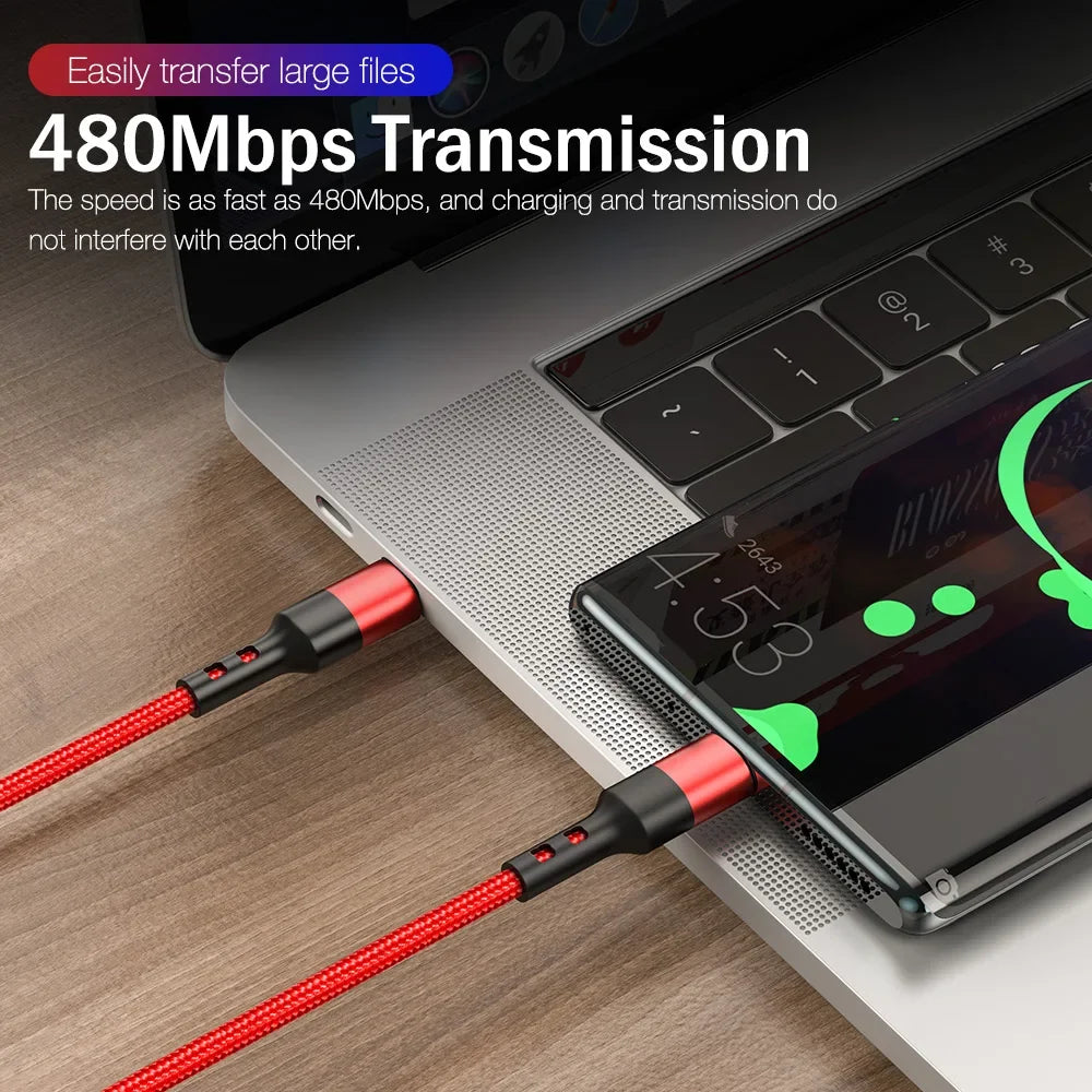 FUCHU 60W USB-C Braided Cable | PD Fast Charge 480Mbps USB-C Charging Cable Richie's