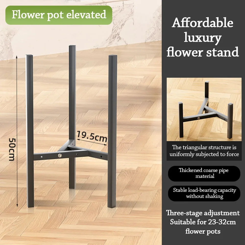 Modern Metal Flower Stand Rack with Casters – Triangle Planter Metal Plant Stand Richie's Black 50cm 01