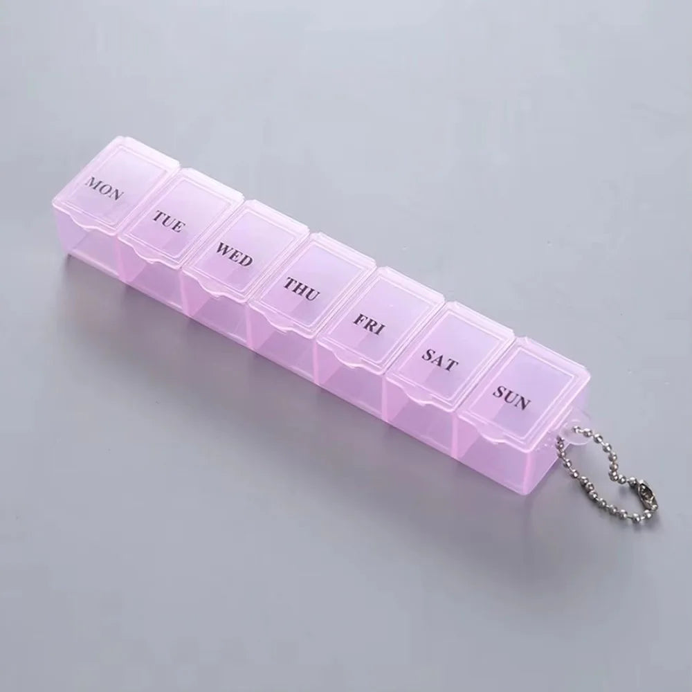 7-Day Weekly Pill Organizer – Mini Portable Pill Box Case Weekly Pill Organizer Richie's Pink