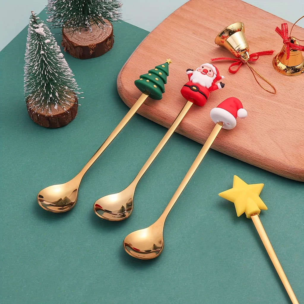 4pcs Christmas Doll Coffee Spoon Set | Stainless Steel Mixing Holiday Spoon Set Richie's