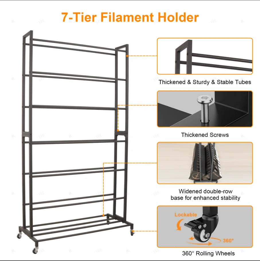 7-Layer 3D Filament Storage Rack 1695×920mm Mobile Shelf Filament Storage Rack Richie's