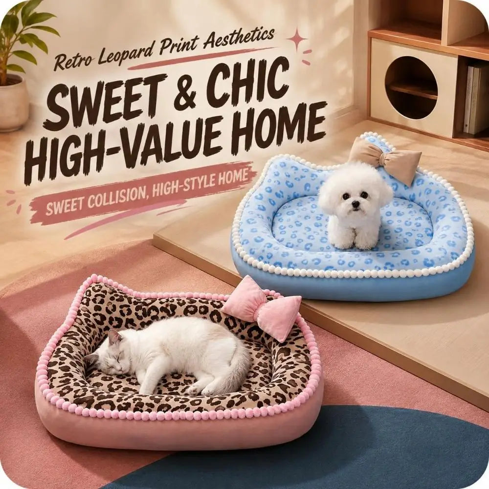 Leopard Print Cat Dog Sofa Bed – Soft Washable Pet Cushion Pet Sofa Bed Richie's