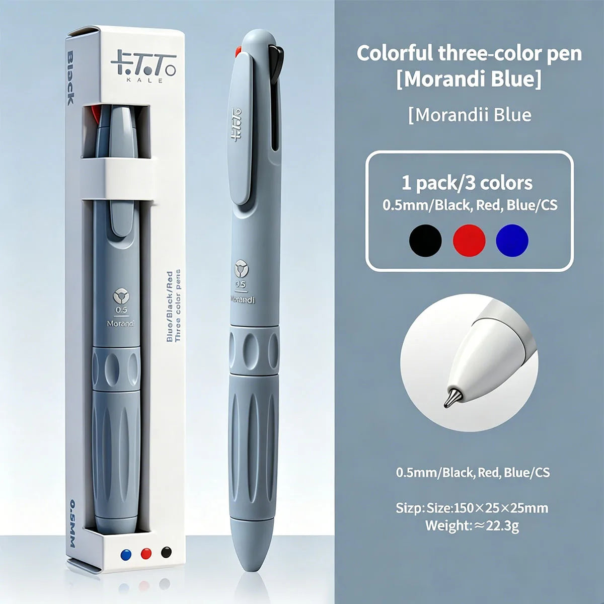 Tri-Color Multifunctional Ballpoint Pen 0.5mm | Students & Office Ballpoint Pen Richie's Blue Multi-Colored