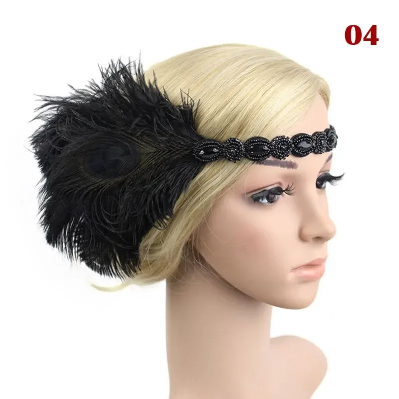 Women's Feather Flapper Headband – 1920s Vintage Rhinestone Feather Flapper Headband Richie's 13