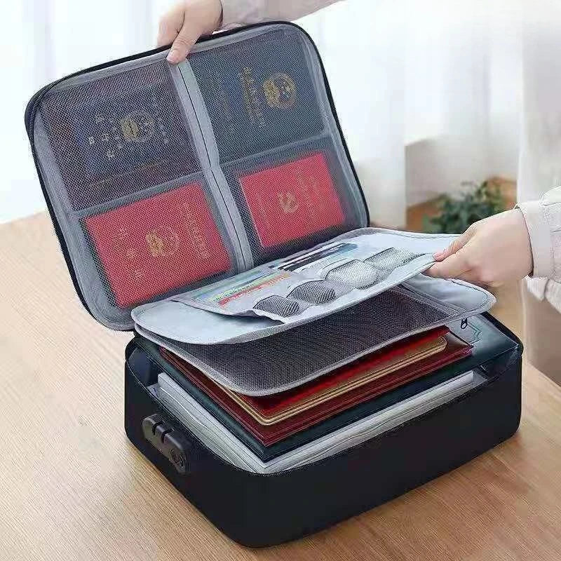 Fireproof Waterproof File Organizer Box with Combination Lock Document Storage Box Richie's black 1pc