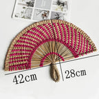 Handmade Natural Seaweed Straw Fan – Boho Semicircular Woven Fan Woven Decorative Fan Richie's