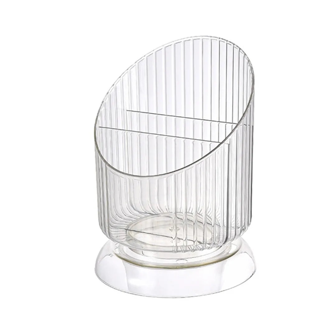 Transparent Makeup Brush & Pen Holder – 3-Slot Organizer Desk & Brush Organizer Richie's White