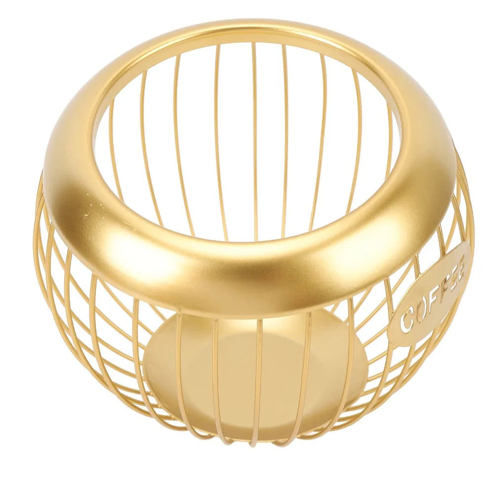 Metal Wire Coffee Pod Holder Basket – Gold/Black, 100+ Pods Coffee Pod Organizer Richie's
