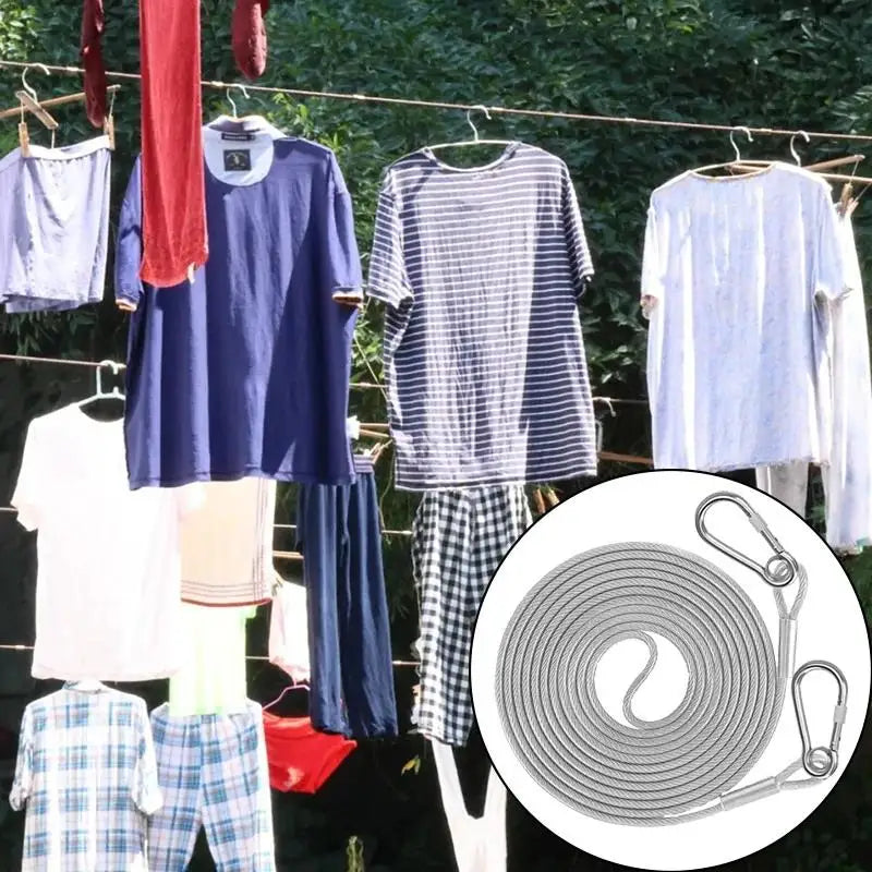Stainless Steel Wire Rope Clothesline with Metal Buckle | Indoor & Outdoor Wire Rope Clothesline Richie's