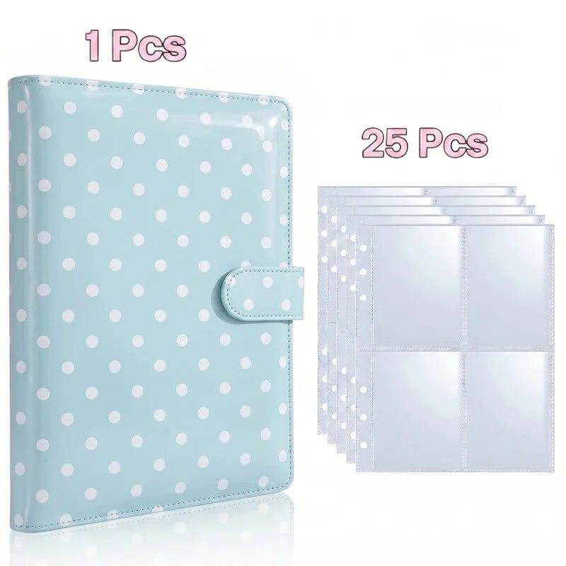 PU Leather 6-Ring Binder Magnetic Closure & Photo Card Sleeves Ring Binder Organizer Richie's blue