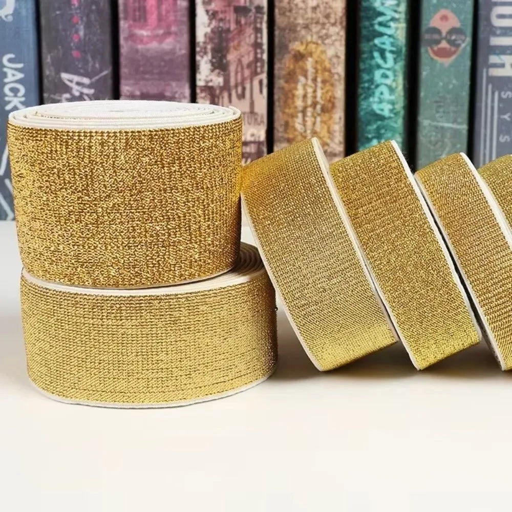 Gold Silver Lurex Glitter Elastic Band 5 Yards | 6–30mm Widths Elastic Trim Band Richie's