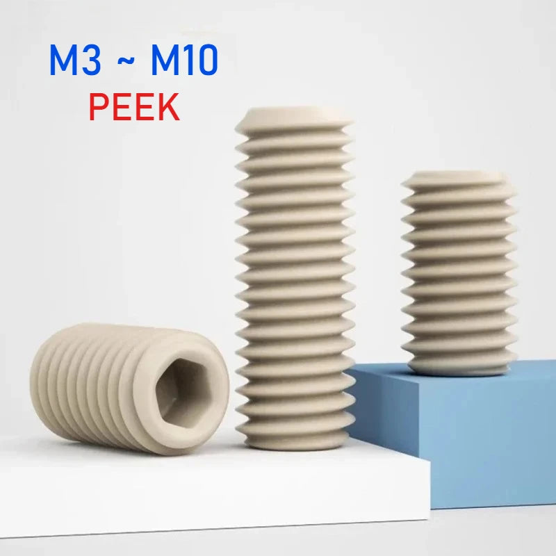 PEEK Plastic Hex Socket Set Screws M3–M10 | High-Temp Insulated Plastic Set Screws Richie's M6x6mm(1pcs)