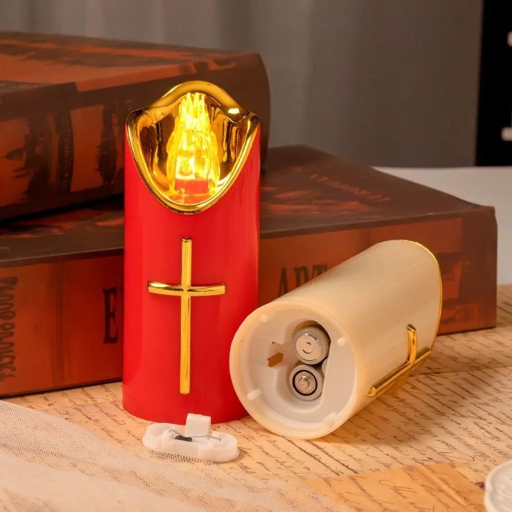 Christian Cross LED Flameless Prayer Candles – Safe Devotional LED Flameless Candle Richie's