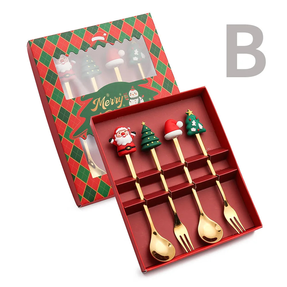 4pcs Christmas Doll Coffee Spoon Set | Stainless Steel Mixing Holiday Spoon Set Richie's B 4pcs