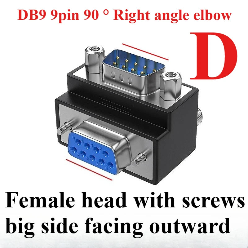 DB9 VGA 90° Right Angle Adapter – 9/15 Pin Male to Female VGA Adapter Connector Richie's D DB9 9 DB9FS90DW