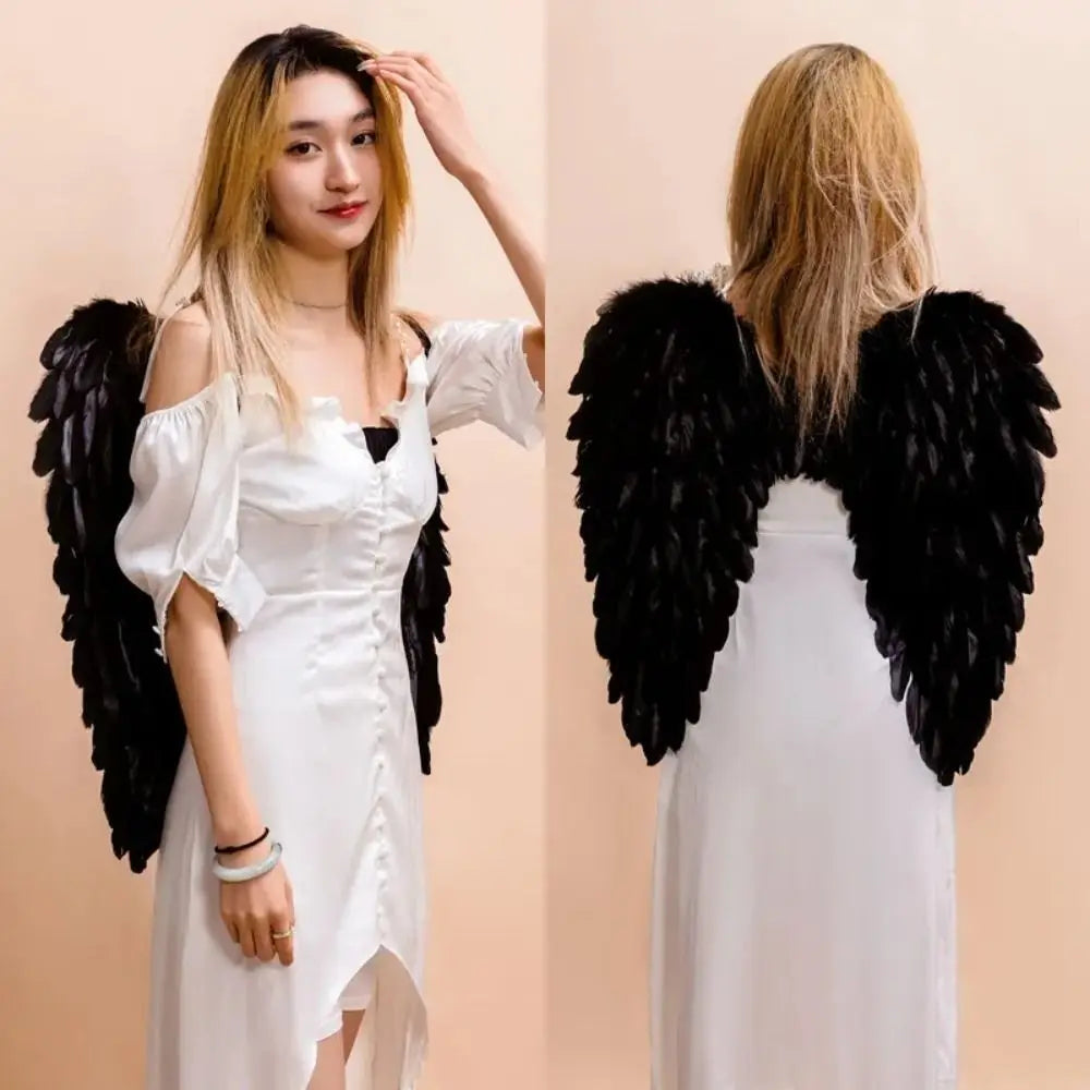 Handmade Feather Angel Wings Cosplay Party Props – Black White Pink Costume Angel Wings Richie's