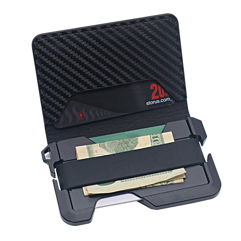 Zeeker Slim RFID Bifold Wallet for Men – Aluminum Money Clip Men's Bifold Wallet Richie's black carbon fiber