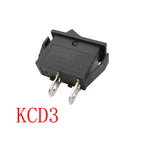 KCD3 Rocker Switch 16A/250V 20A/125V ON-OFF 2-Pin Black Rocker Switch Richie's 1Pcs