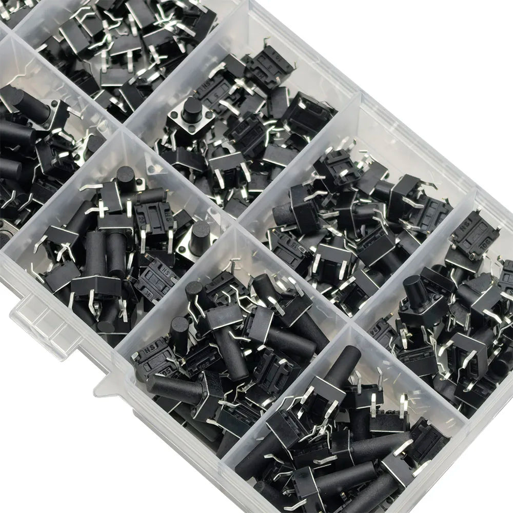 200Pcs 6x6mm Tact Switch Kit – 10 Heights, 4-Pin PCB Momentary Tactile Switch Kit Richie's