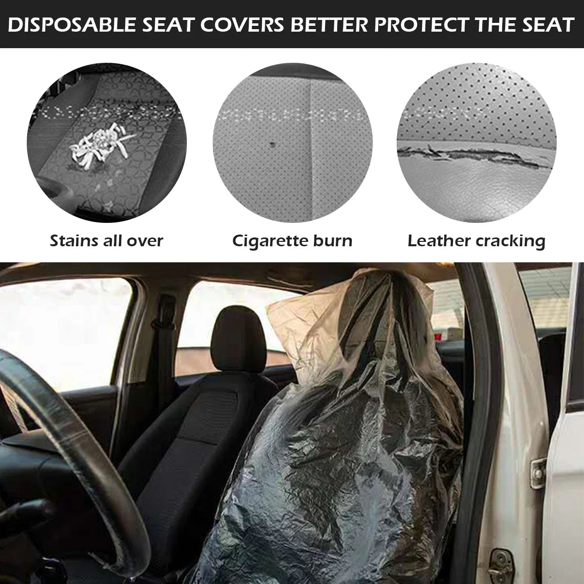 Disposable Clear Plastic Car Seat Covers 20/60 Pcs Waterproof Car Seat Cover Richie's