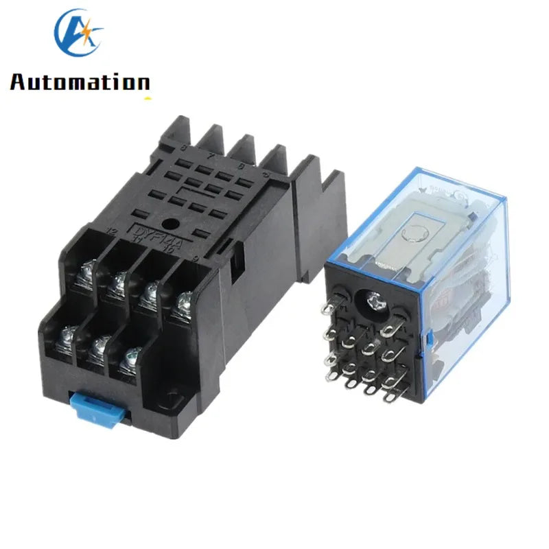 MY4NJ 14-Pin 4DPDT Electromagnetic Relay 5A + PYF14A Socket Base Electromagnetic Relay Richie's AC 110V