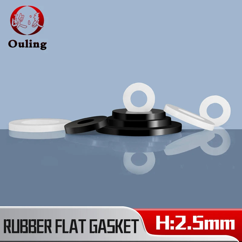 H2.5mm Flat Rubber Gasket M2–M42 NBR VMQ FKM Sealing Washer Rubber Sealing Gasket Richie's