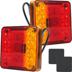 2Pcs Waterproof 10 LED Trailer Tail Lights 12V/24V Rear Pair Trailer Tail Lights Richie's RGB Red and yellow