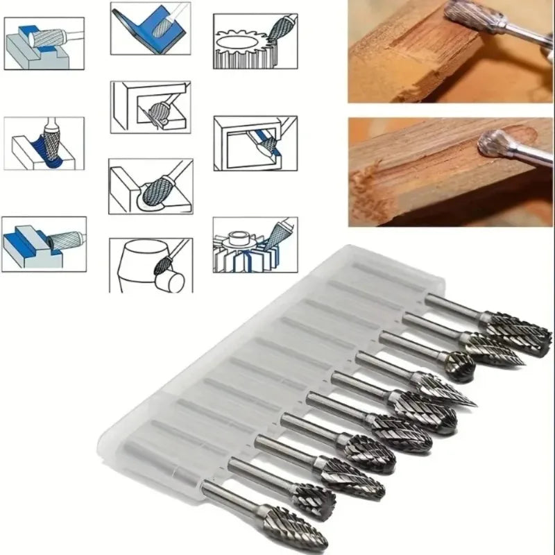 Double Cut Carbide Rotary Burr Bit Set – Wood, Metal & Stone Rotary Burr Bit Set Richie's