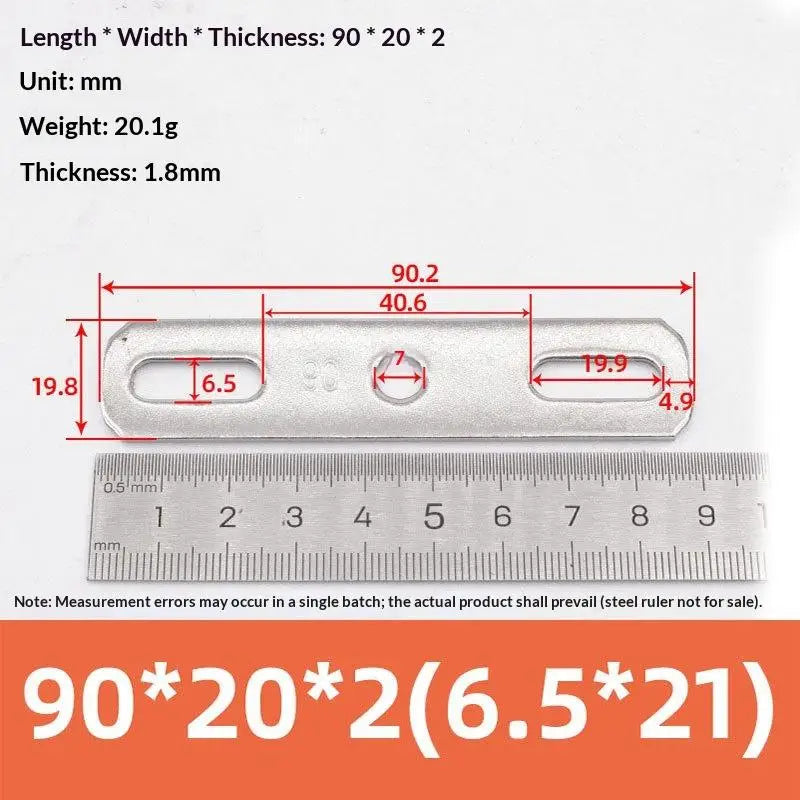 304 Stainless Steel Double Hole Flat Gasket Straight Plate Metal Flat Gasket Richie's 90x20x2cm A