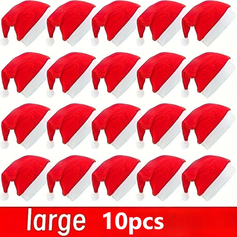 Red Santa Hats 10/20 Pack – Adult Christmas Party Set Christmas Santa Hat Set Richie's as shown Large 10pcs