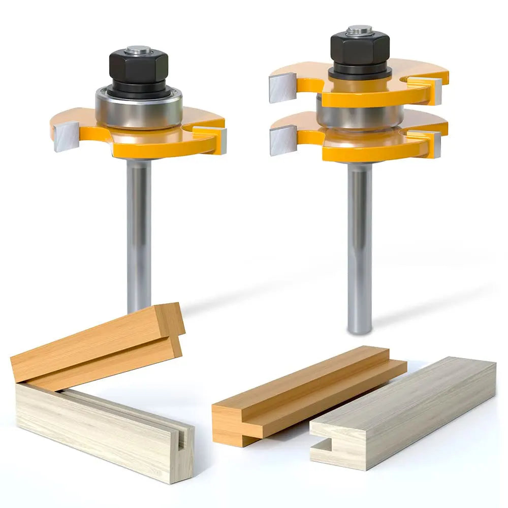 Tongue & Groove Router Bit Set – 2Pc Carbide T-Shape 8mm Shank Router Bit Set Richie's