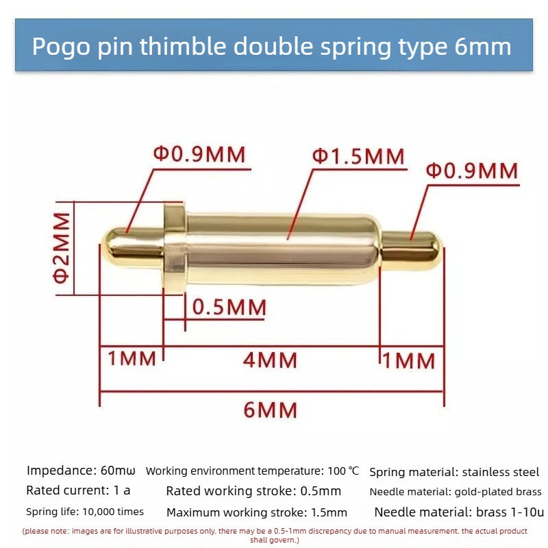 DIP SMD Double Spring PCB Pogo Pin Connectors 20/50/100 Pcs