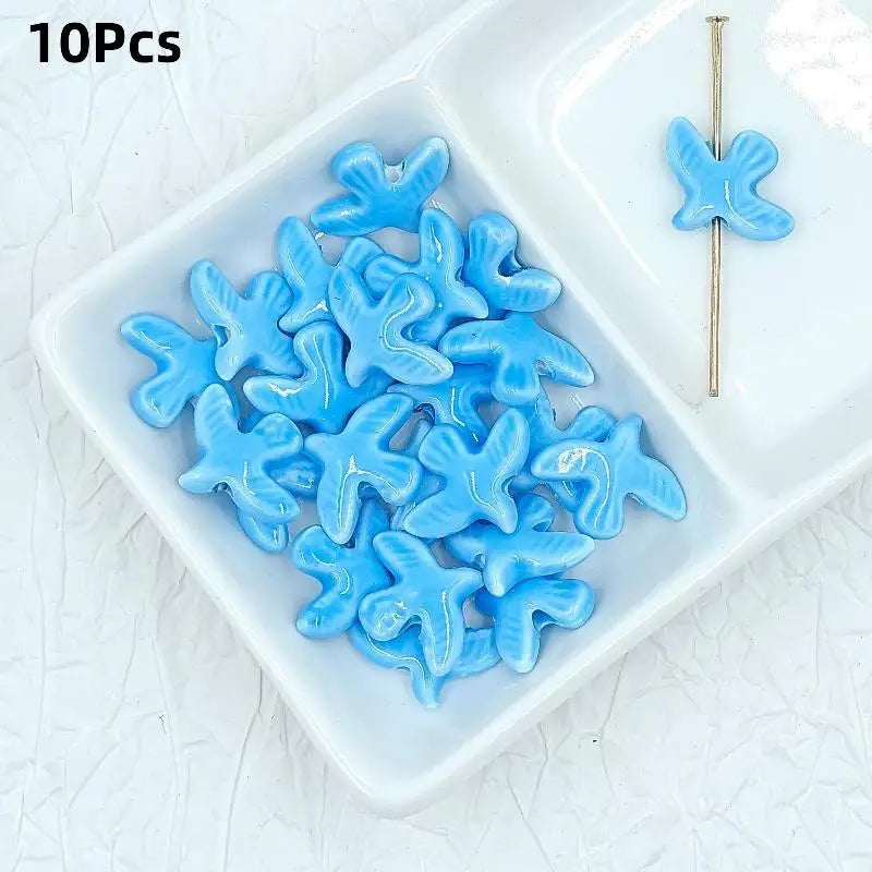 10Pcs Ceramic Peace Dove Beads DIY Jewelry Pendant Charms Jewelry Making Beads Richie's A9