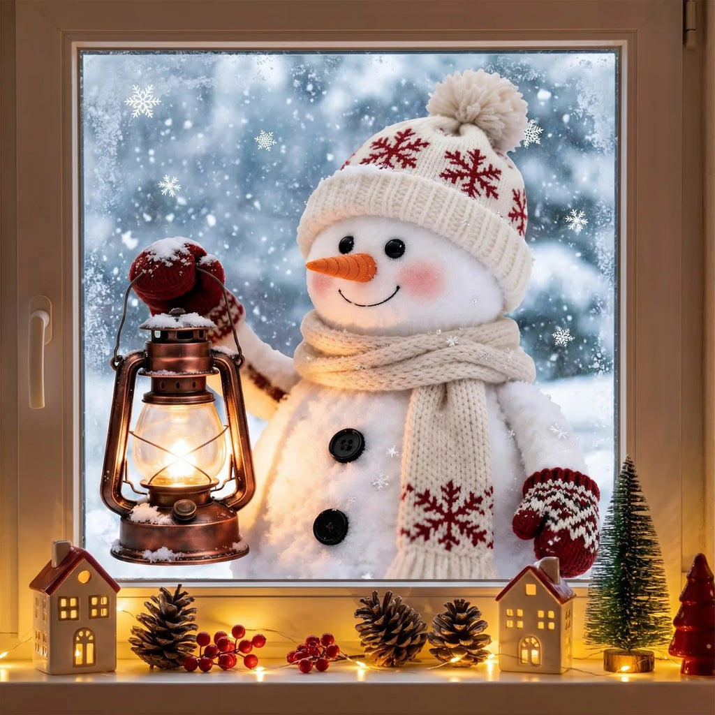 Knitted Texture Static Window Clings – Christmas Decor Decals Window Clings Richie's