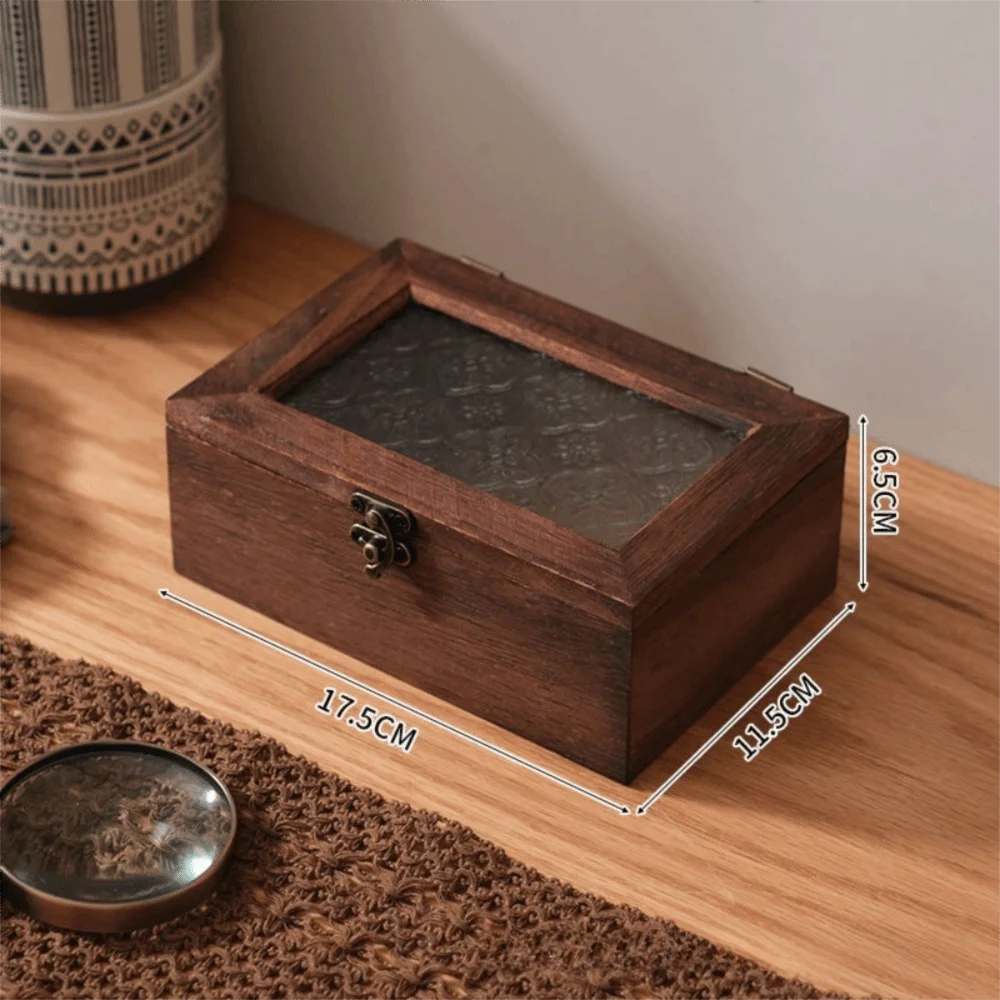 Retro Wooden Flip Cover Desktop Jewelry & Storage Box Wooden Storage Box Richie's S
