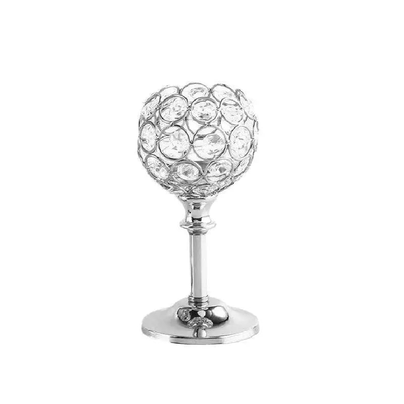 Gold Crystal Tealight Candle Holder – Festive Home Decor Candle Holder Richie's Silver 17cm