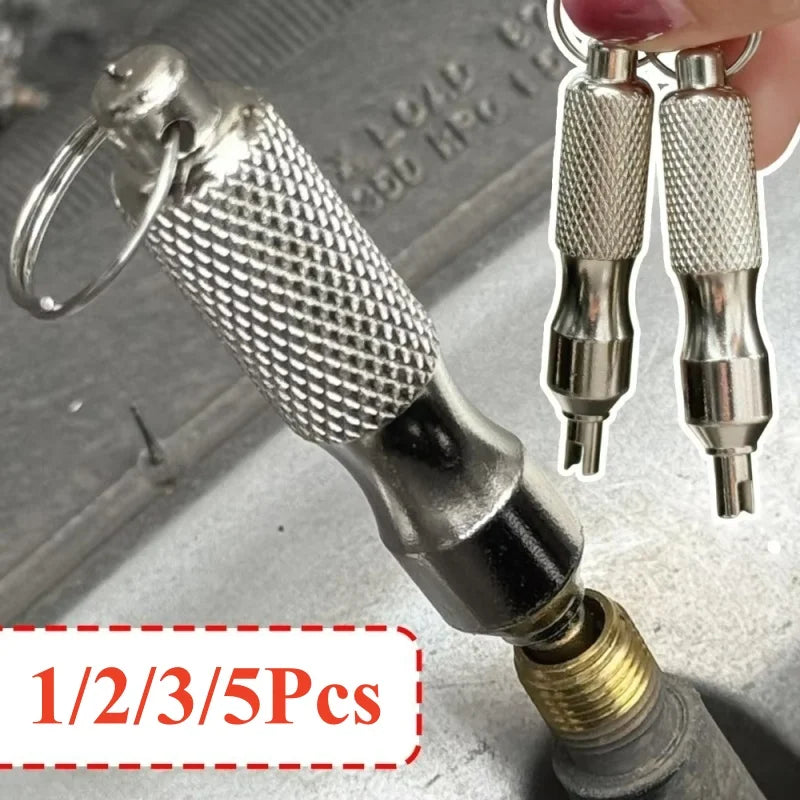 Stainless Steel Tire Valve Core Removal Tool with Keyring Tire Valve Tool Richie's