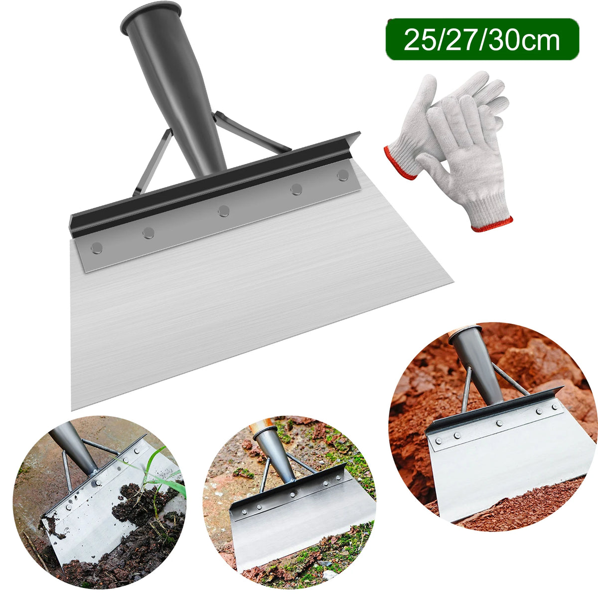Heavy Duty Garden Shovel & Spade 25/27/30cm with Gloves Garden Shovel Spade Richie's