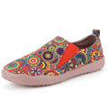 Women's Canvas Slip-On Loafers – Ethnic Anti-Slip Flat Shoes Canvas Slip-On Loafers Richie's round flower 42